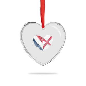 France England Flag Fingerprint Heart DNA Graphic Heart Crystal Glass Ornament Proud Anglo English French Ancestry Love Identity TS02 Print Your Wear