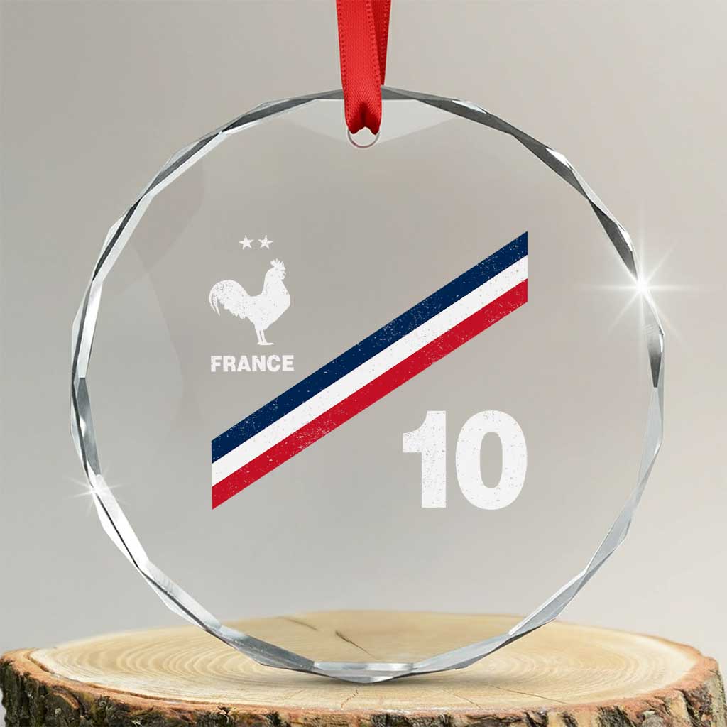 France Football Coq Crystal Glass Ornament French Flag Stripes Number 10 Athletic Soccer National Pride TS11 Transparent Glass 3'' Circle Print Your Wear