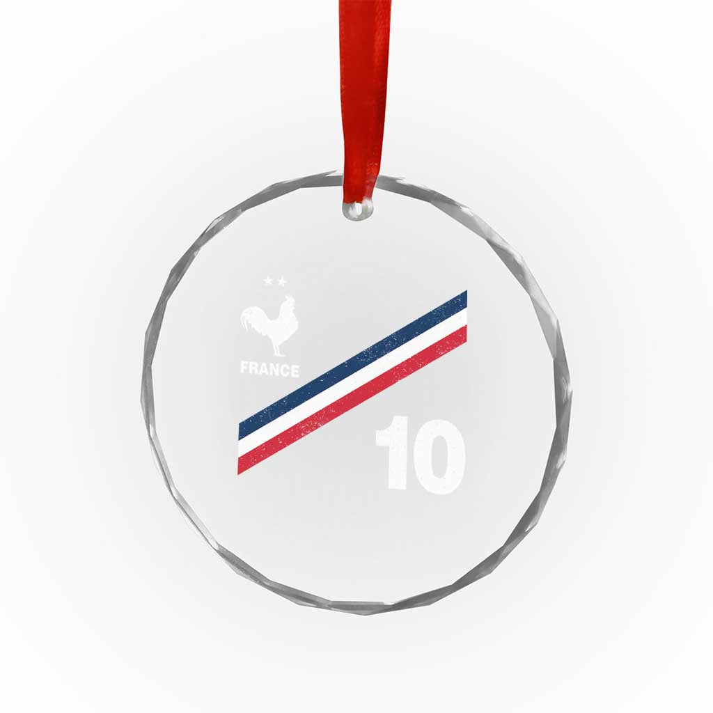 France Football Coq Crystal Glass Ornament French Flag Stripes Number 10 Athletic Soccer National Pride