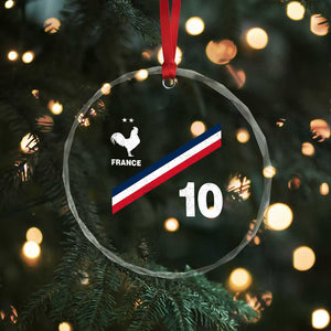 France Football Coq Crystal Glass Ornament French Flag Stripes Number 10 Athletic Soccer National Pride
