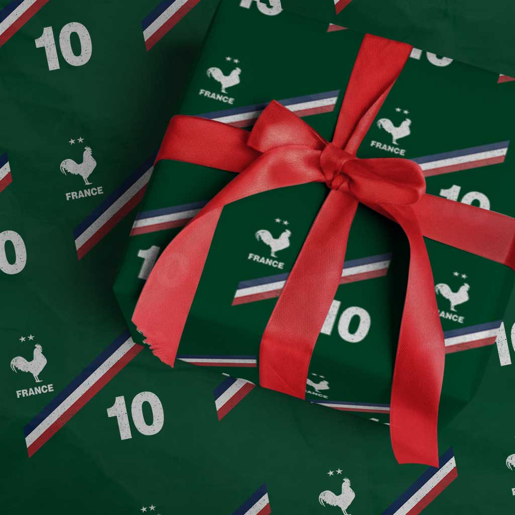 France Football Coq Wrapping Paper Roll French Flag Stripes Number 10 Athletic Soccer National Pride