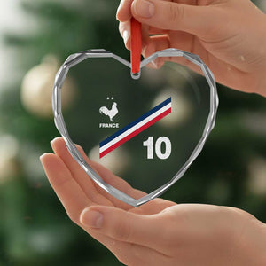 France Football Coq Heart Crystal Glass Ornament French Flag Stripes Number 10 Athletic Soccer National Pride
