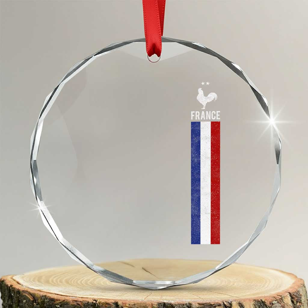 France Football Coq Soccer Throwback Jersey Style Crystal Glass Ornament Vintage French Flag TS11 Transparent Glass 3'' Circle Print Your Wear