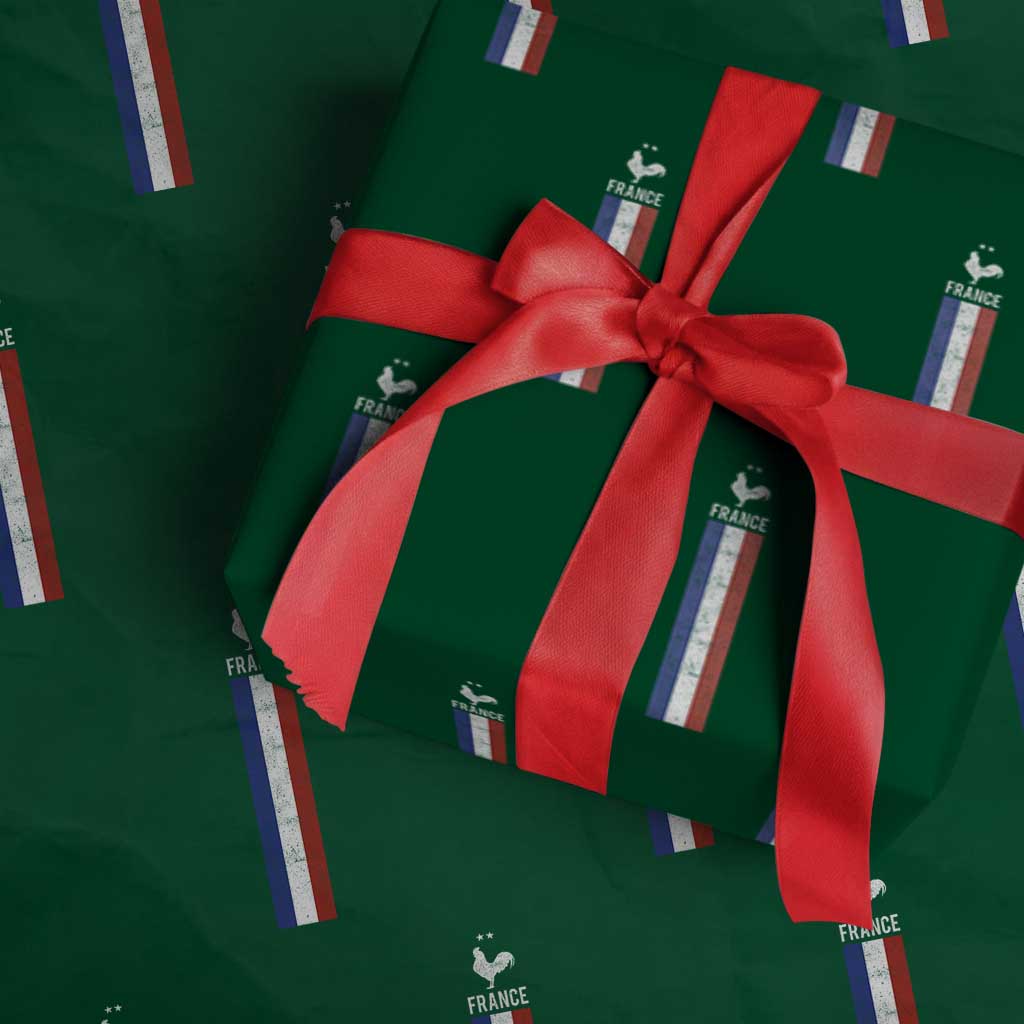 France Football Coq Soccer Throwback Jersey Style Wrapping Paper Roll Vintage French Flag