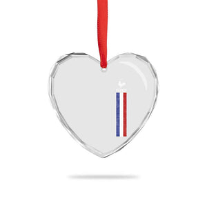 France Football Coq Soccer Throwback Jersey Style Heart Crystal Glass Ornament Vintage French Flag
