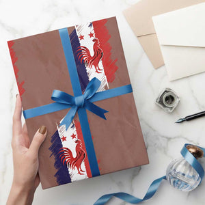 France Gallic Rooster Football Two Stars Brushstroke French Flag Graphic Wrapping Paper Roll