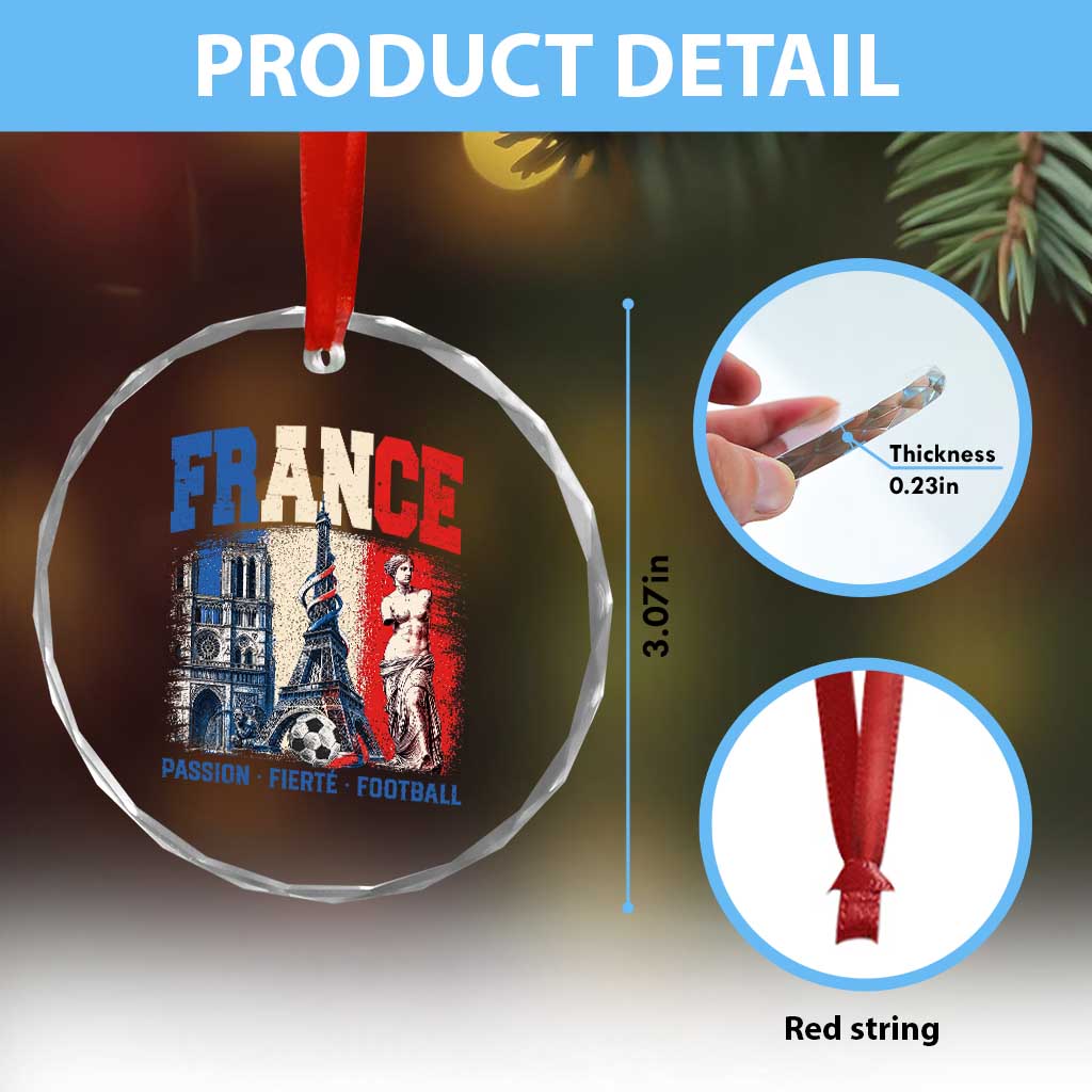 France Soccer Fan Passion Crystal Glass Ornament Fierté Football French Supporter Gift