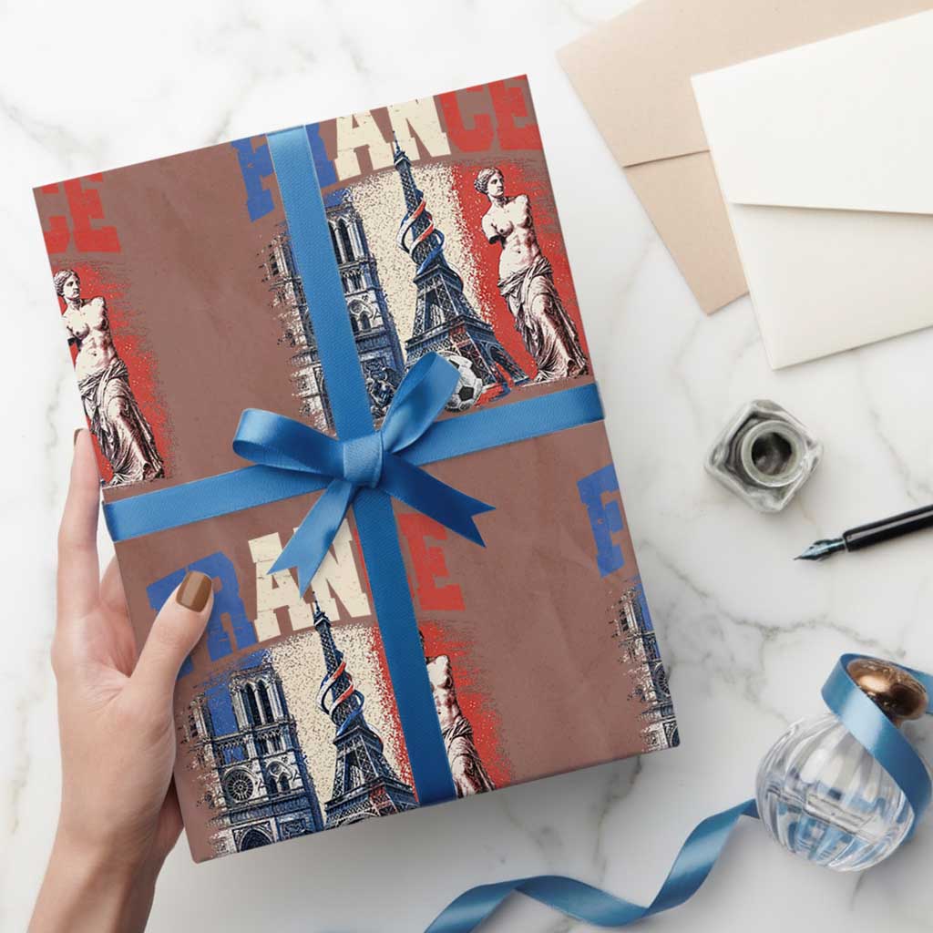 France Soccer Fan Passion Wrapping Paper Roll Fierté Football French Supporter Gift TS12 Mocha Print Your Wear