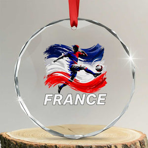 France Soccer Football Fan French Flag Crystal Glass Ornament