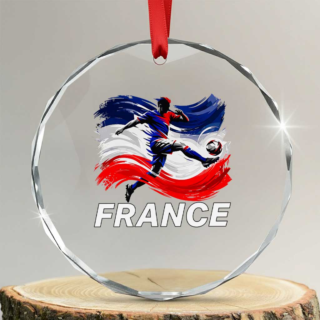 France Soccer Football Fan French Flag Crystal Glass Ornament TS14 Transparent Glass 3'' Circle Print Your Wear