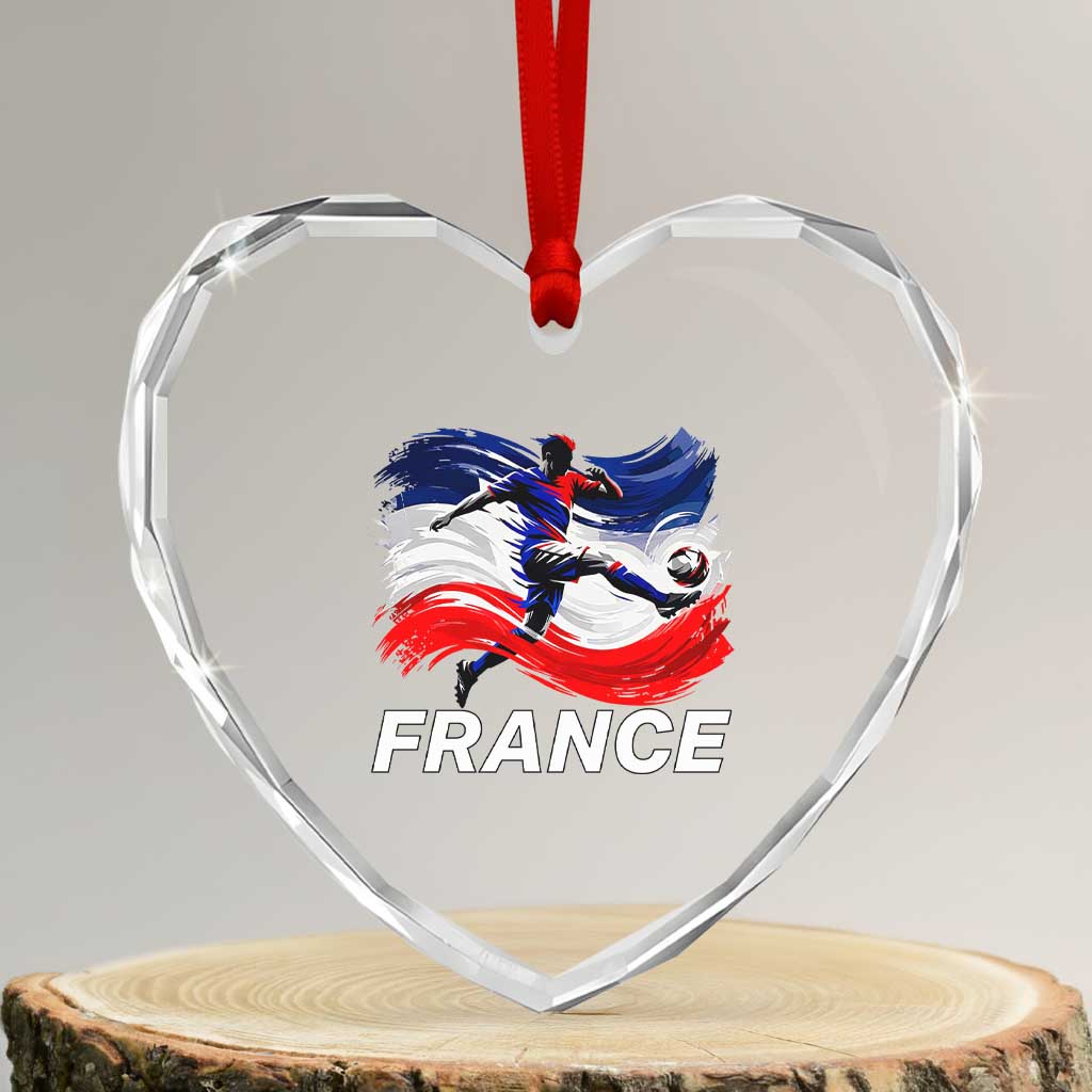 France Soccer Football Fan French Flag Heart Crystal Glass Ornament TS14 Transparent Glass 3'' Heart Print Your Wear