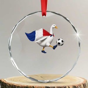France Soccer Goose Crystal Glass Ornament French Flag Patriotic Football Fan Graphic