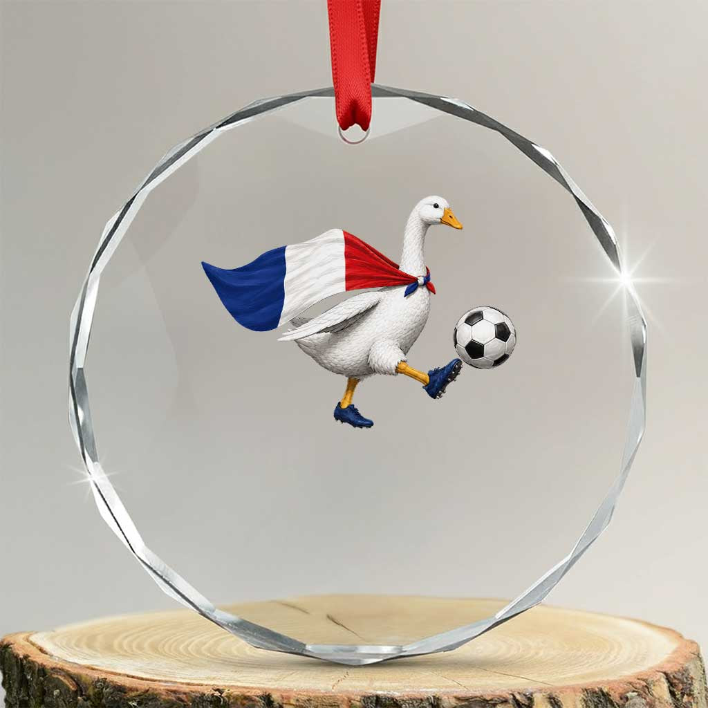 France Soccer Goose Crystal Glass Ornament French Flag Patriotic Football Fan Graphic TS10 Transparent Glass 3'' Circle Print Your Wear
