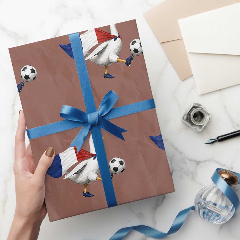 France Soccer Goose Wrapping Paper Roll French Flag Patriotic Football Fan Graphic TS10 Mocha Print Your Wear