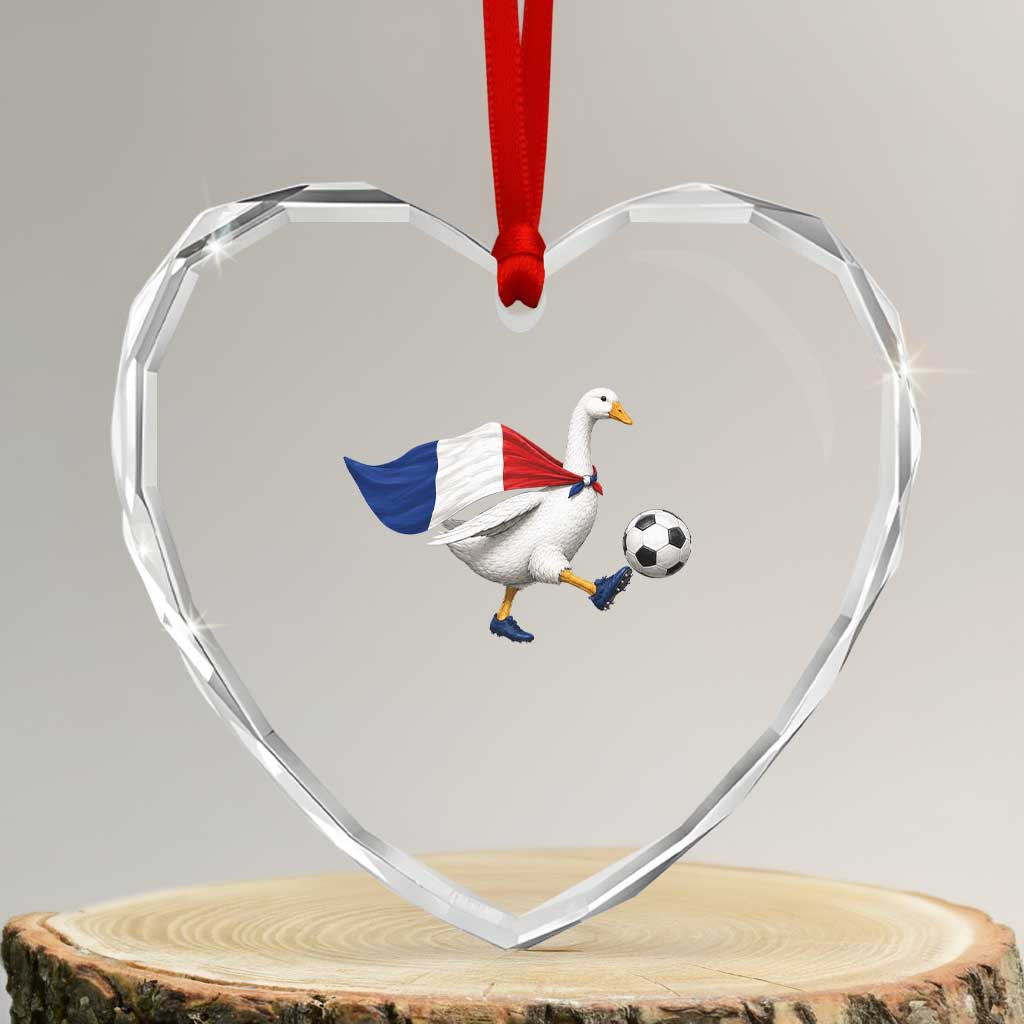 France Soccer Goose Heart Crystal Glass Ornament French Flag Patriotic Football Fan Graphic TS10 Transparent Glass 3'' Heart Print Your Wear