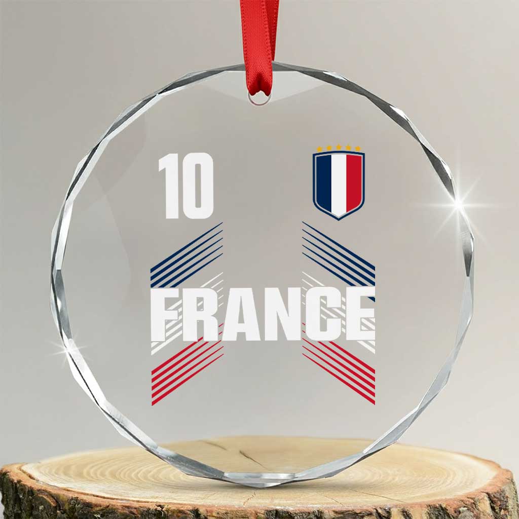 France Soccer Sports Graphic Number 10 Jersey Style Crystal Glass Ornament Proud French Football Fans Game Day Pride TS02 Transparent Glass 3'' Circle Print Your Wear
