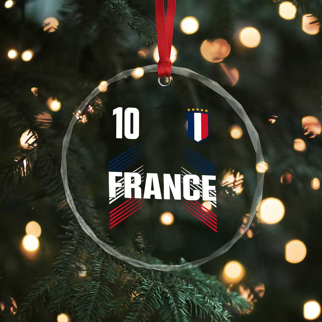 France Soccer Sports Graphic Number 10 Jersey Style Crystal Glass Ornament Proud French Football Fans Game Day Pride