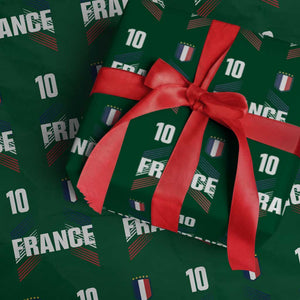 France Soccer Sports Graphic Number 10 Jersey Style Wrapping Paper Roll Proud French Football Fans Game Day Pride TS02 Green Print Your Wear
