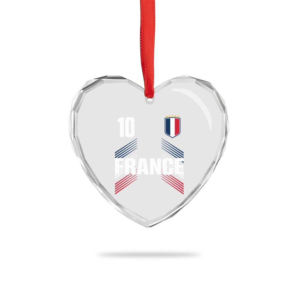 France Soccer Sports Graphic Number 10 Jersey Style Heart Crystal Glass Ornament Proud French Football Fans Game Day Pride TS02 Print Your Wear