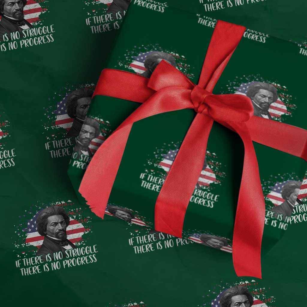 Frederick Douglass American Flag Wrapping Paper Roll Is There Is No Struggle There Is No Progress TS14 Green Print Your Wear