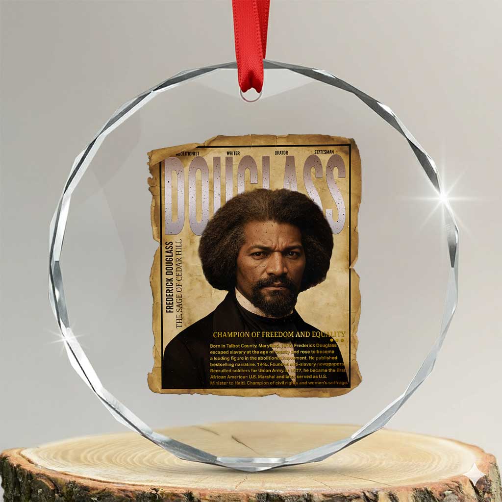 Frederick Douglass Historical Newspaper Crystal Glass Ornament The Sage Of Cedar Hill TS12 Transparent Glass 3'' Circle Print Your Wear