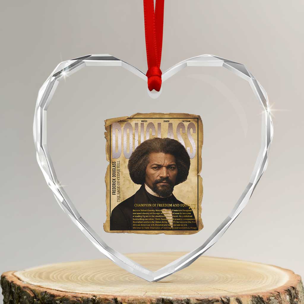 Frederick Douglass Historical Newspaper Heart Crystal Glass Ornament The Sage Of Cedar Hill TS12 Transparent Glass 3'' Heart Print Your Wear