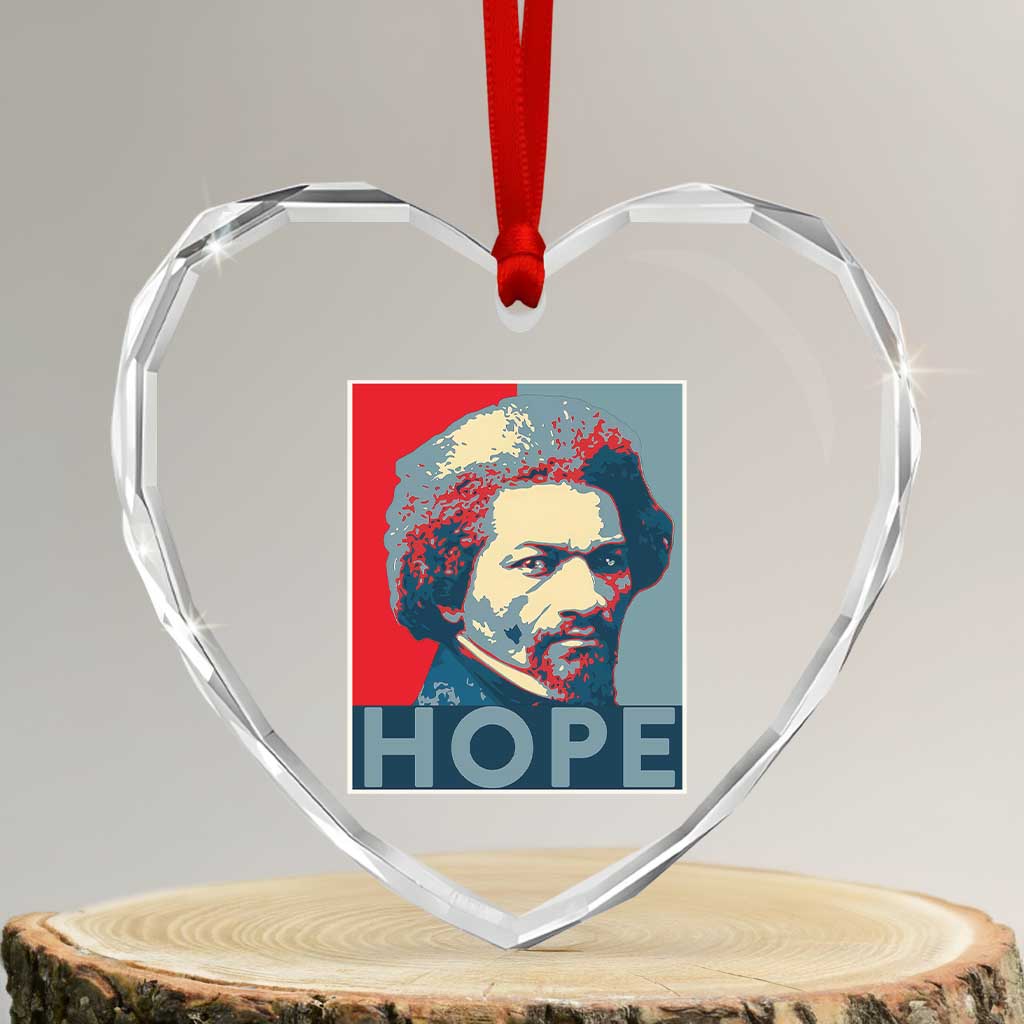 Frederick Douglass Hope Poster Heart Crystal Glass Ornament African American Heritage TS12 Transparent Glass 3'' Heart Print Your Wear