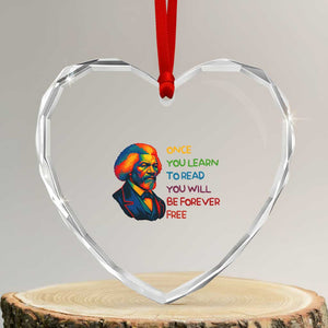 Frederick Douglass Inspirational Heart Crystal Glass Ornament Learn to Read Be Forever Free Black Leader TS02 Transparent Glass 3'' Heart Print Your Wear