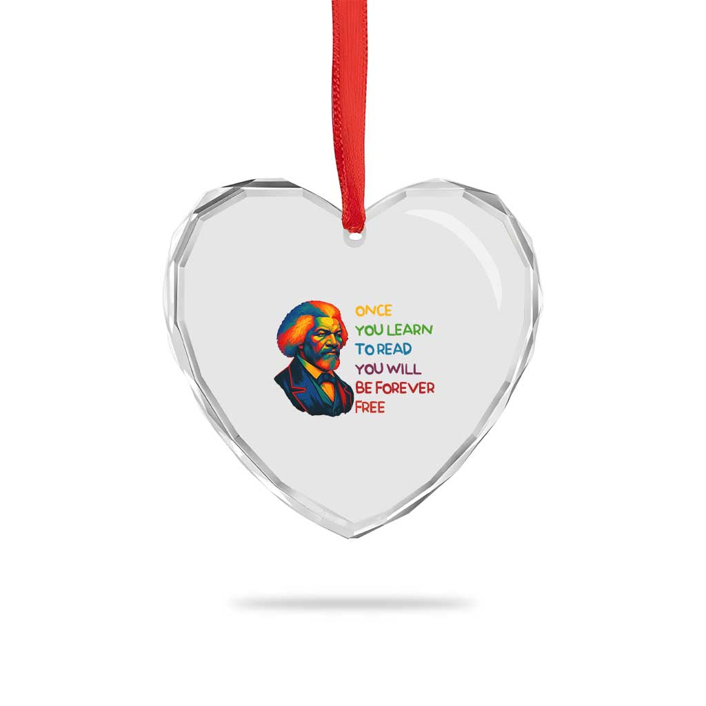 Frederick Douglass Inspirational Heart Crystal Glass Ornament Learn to Read Be Forever Free Black Leader TS02 Print Your Wear