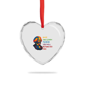 Frederick Douglass Inspirational Heart Crystal Glass Ornament Learn to Read Be Forever Free Black Leader TS02 Print Your Wear