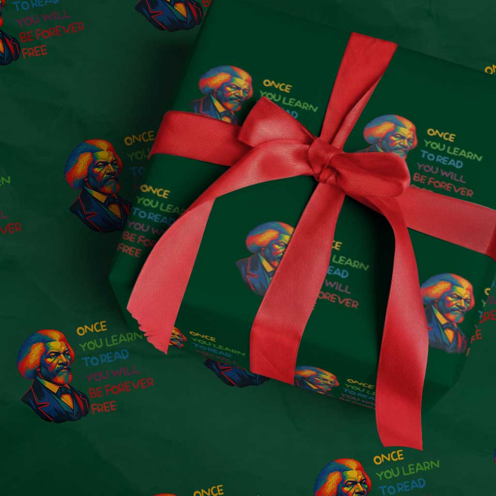 Frederick Douglass Inspirational Wrapping Paper Roll Learn to Read Be Forever Free Black Leader TS02 Green Print Your Wear