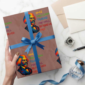 Frederick Douglass Inspirational Wrapping Paper Roll Learn to Read Be Forever Free Black Leader TS02 Mocha Print Your Wear