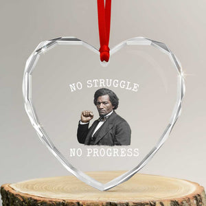 Frederick Douglass Quote Heart Crystal Glass Ornament No Struggle No Progress TS12 Transparent Glass 3'' Heart Print Your Wear