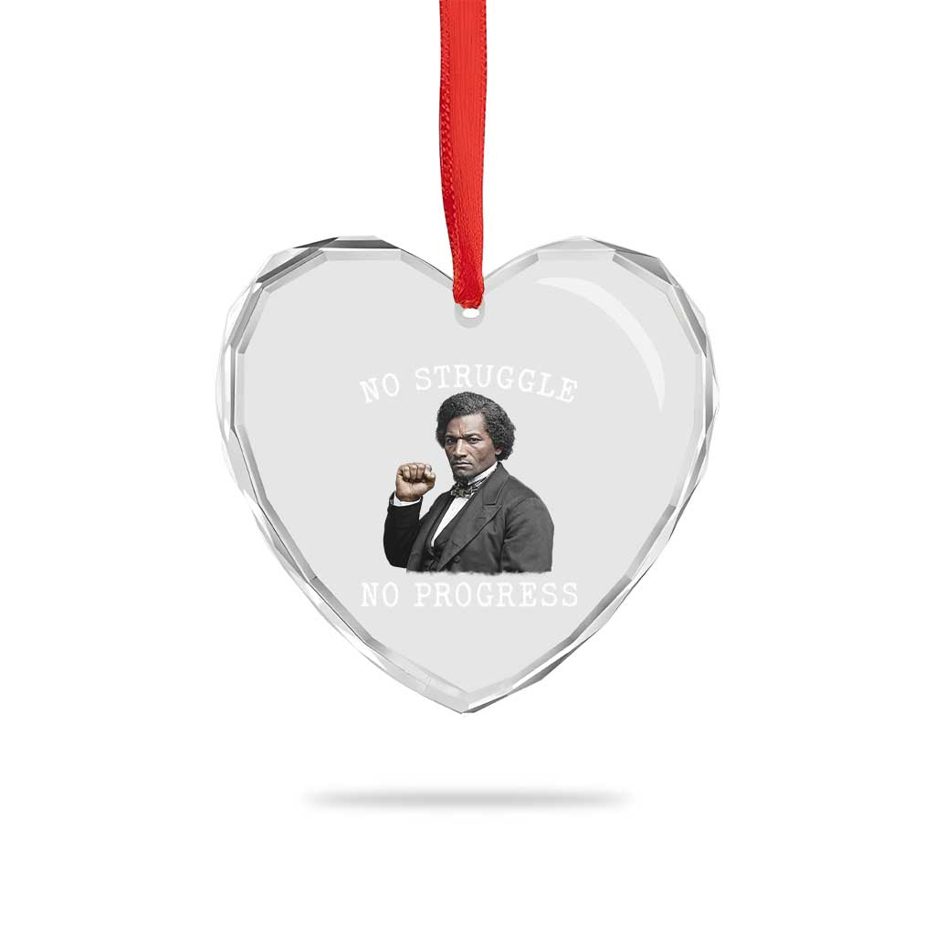 Frederick Douglass Quote Heart Crystal Glass Ornament No Struggle No Progress TS12 Print Your Wear