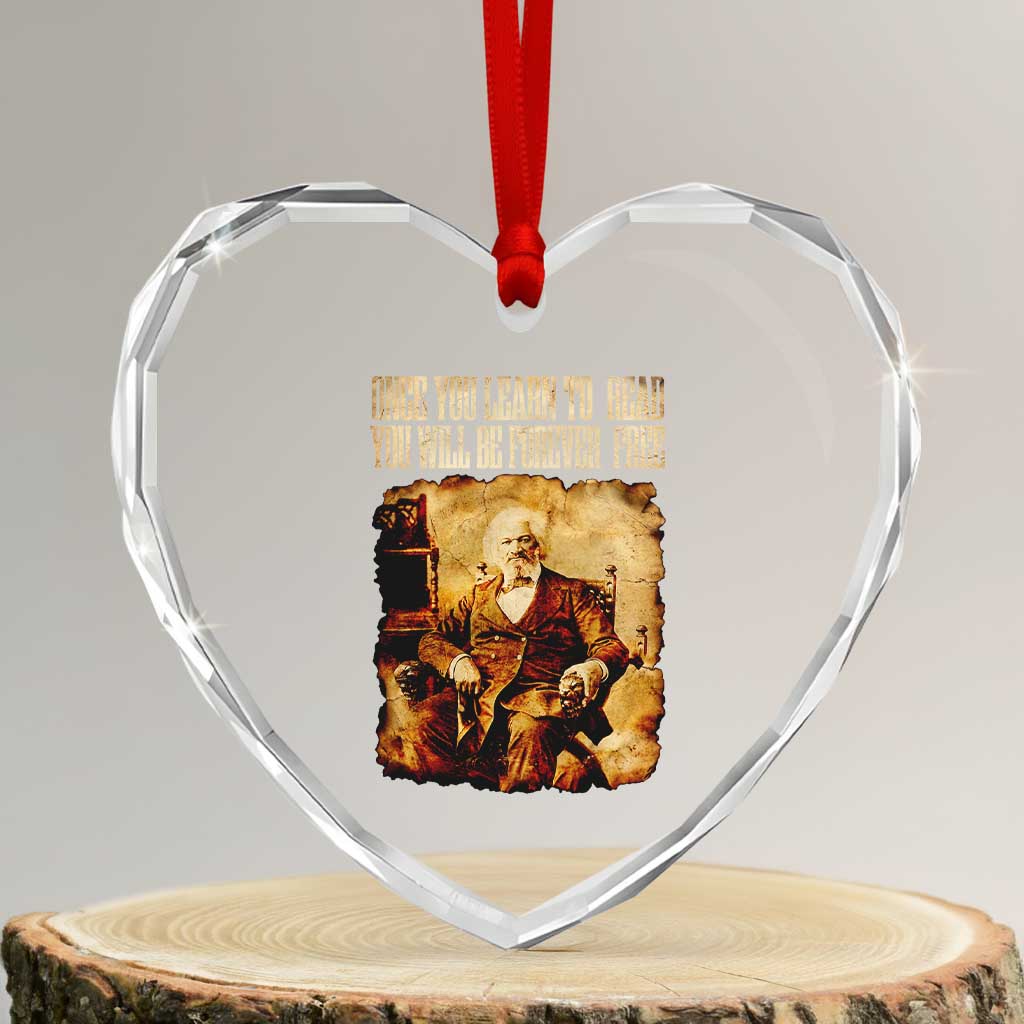 Frederick Douglass Quote Heart Crystal Glass Ornament Once You Learn to Read TS14 Transparent Glass 3'' Heart Print Your Wear