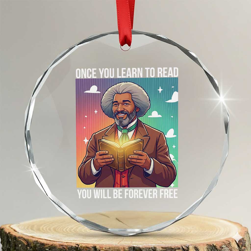Frederick Douglass Reading And Freedom Crystal Glass Ornament African American Heritage TS12 Transparent Glass 3'' Circle Print Your Wear