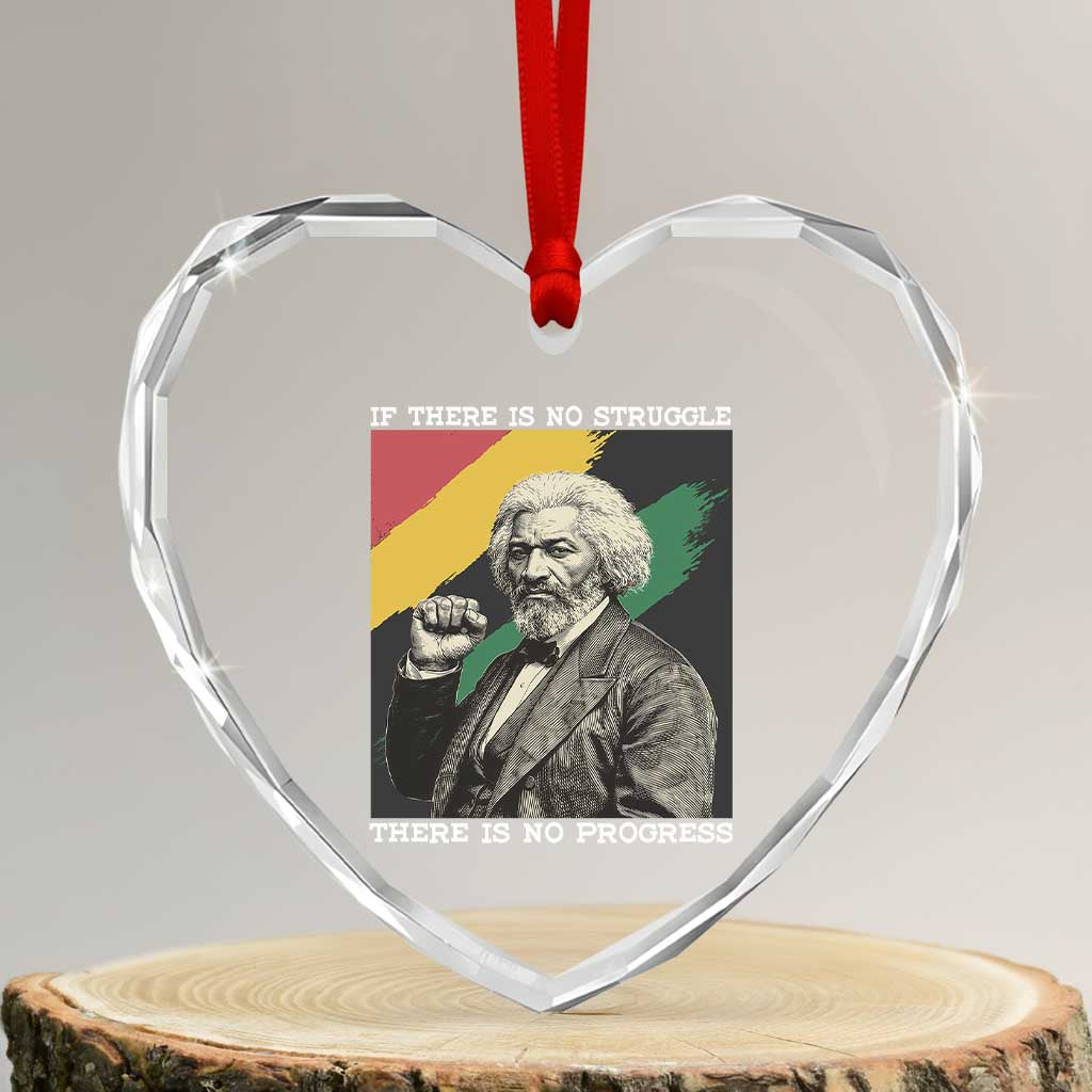 Frederick Douglass Struggle And Progress Heart Crystal Glass Ornament Inspirational Black History TS12 Transparent Glass 3'' Heart Print Your Wear