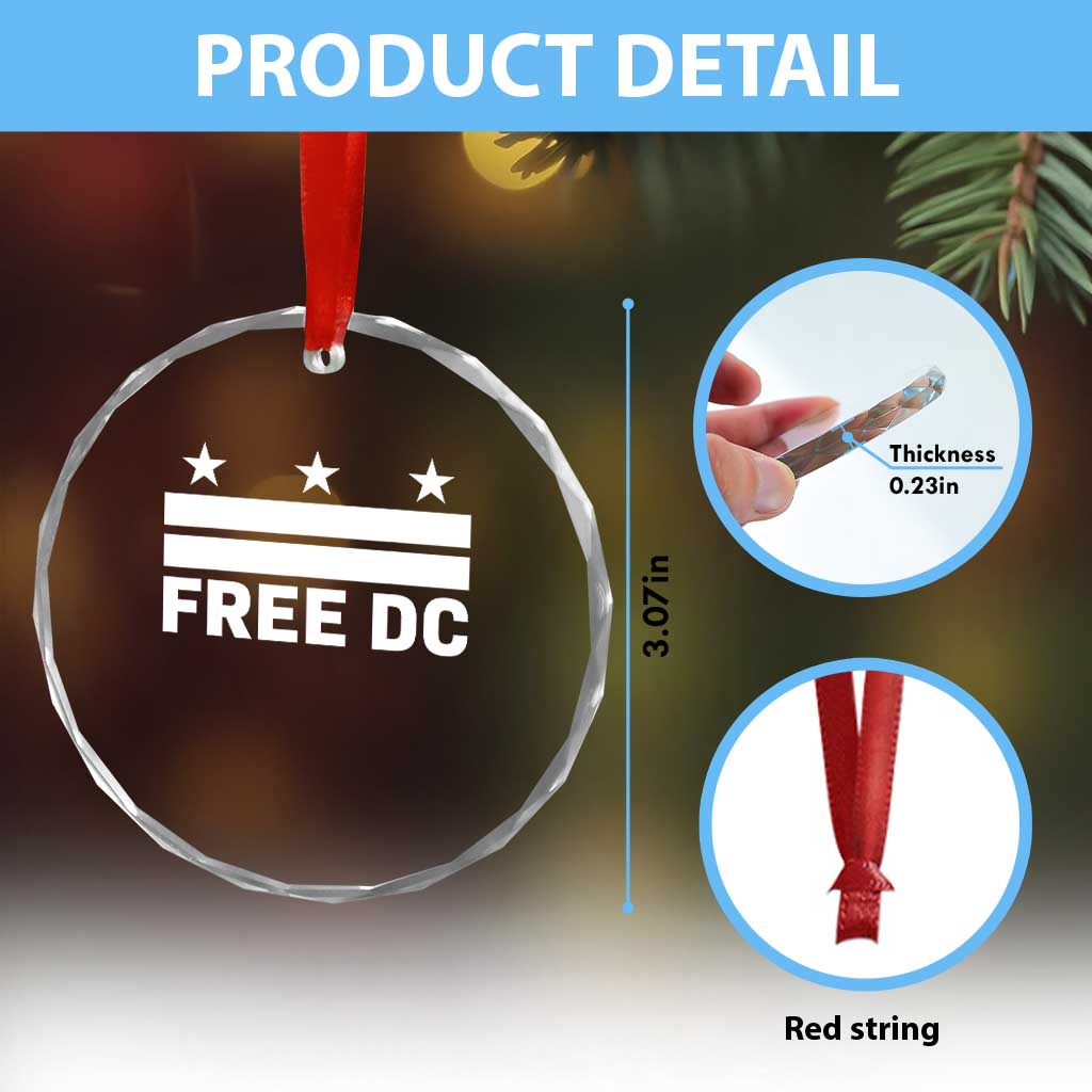 Free DC Crystal Glass Ornament Defend Washington D.C. Statehood Politics TS02 Print Your Wear