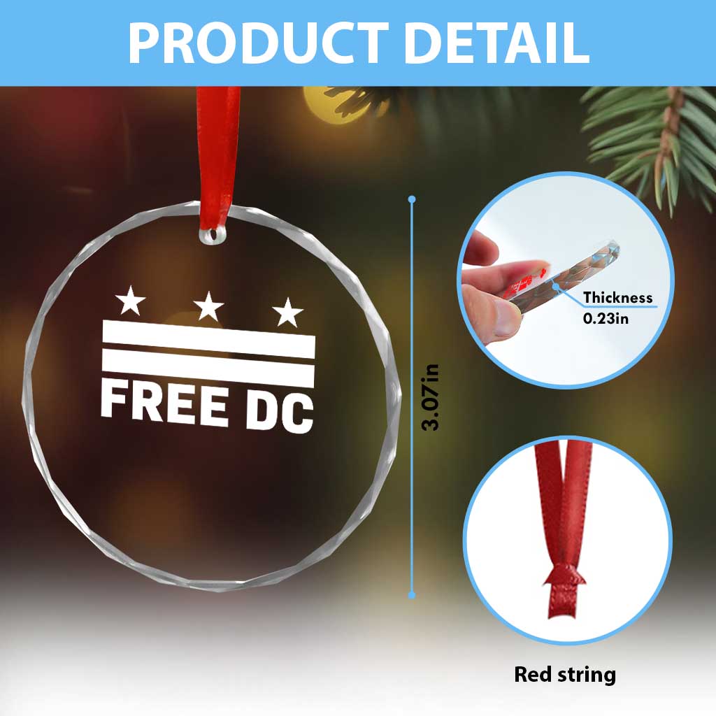 Free DC Crystal Glass Ornament Defend Washington D.C. Statehood Politics TS02 Print Your Wear