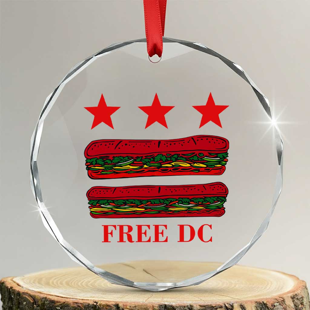 Free DC Funny Flag Parody Crystal Glass Ornament Washington DC with Baguette Sandwich Twist TS02 Transparent Glass 3'' Circle Print Your Wear