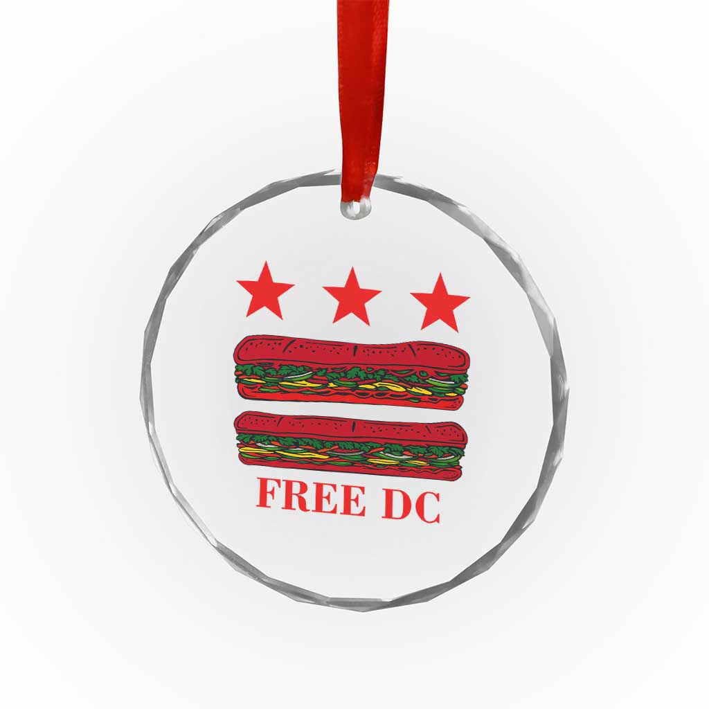 Free DC Funny Flag Parody Crystal Glass Ornament Washington DC with Baguette Sandwich Twist TS02 Transparent Glass 3'' Circle Print Your Wear