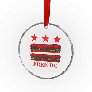 Free DC Funny Flag Parody Crystal Glass Ornament Washington DC with Baguette Sandwich Twist TS02 Transparent Glass 3'' Circle Print Your Wear