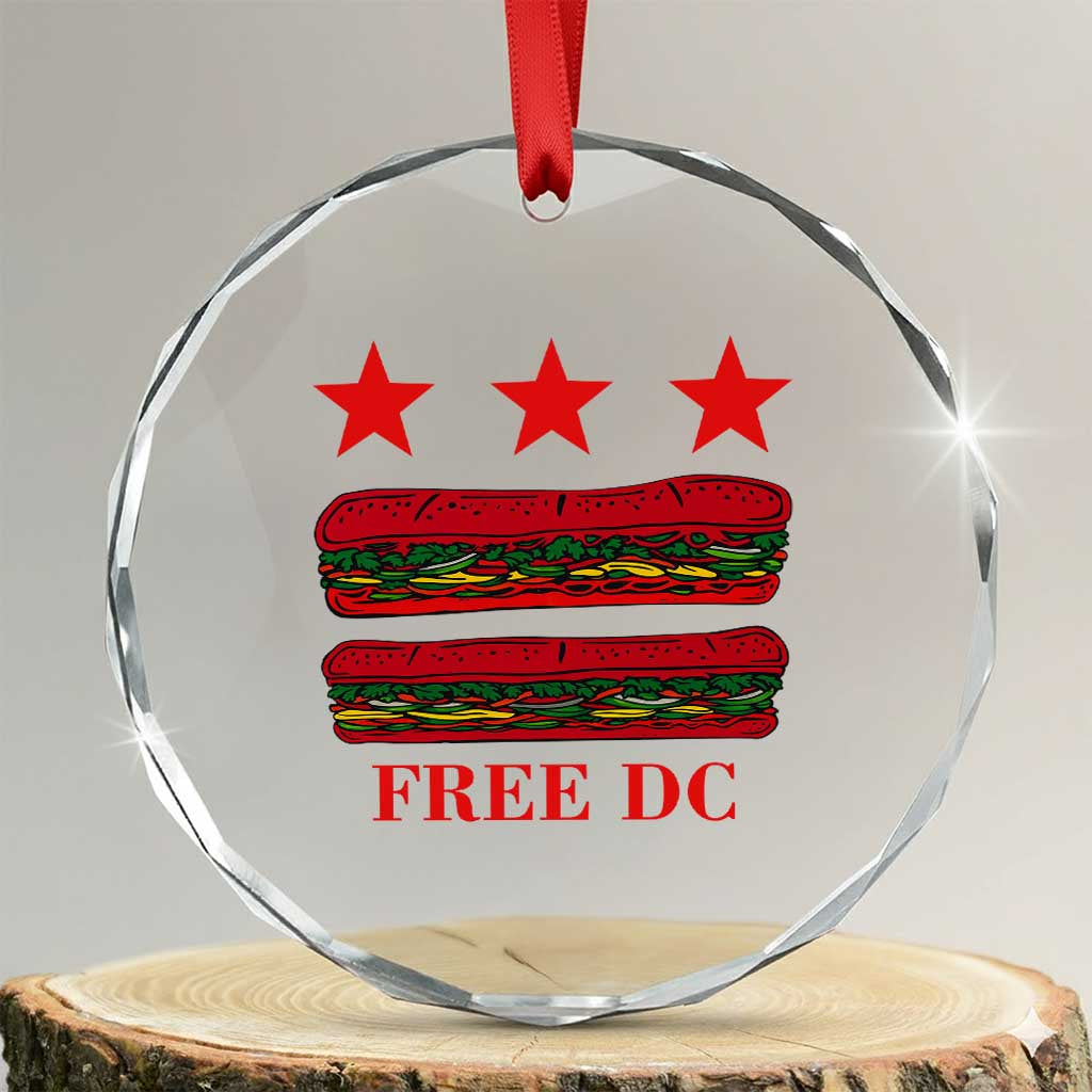 Free DC Funny Flag Parody Crystal Glass Ornament Washington DC with Baguette Sandwich Twist TS02 Transparent Glass 3'' Circle Print Your Wear