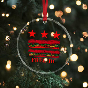 Free DC Funny Flag Parody Crystal Glass Ornament Washington DC with Baguette Sandwich Twist TS02 Print Your Wear