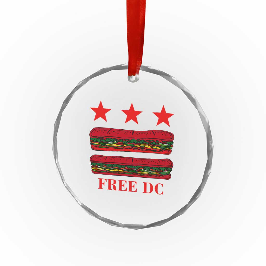 Free DC Funny Flag Parody Crystal Glass Ornament Washington DC with Baguette Sandwich Twist TS02 Print Your Wear