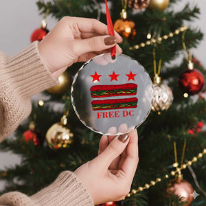 Free DC Funny Flag Parody Crystal Glass Ornament Washington DC with Baguette Sandwich Twist TS02 Print Your Wear