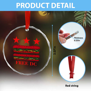 Free DC Funny Flag Parody Crystal Glass Ornament Washington DC with Baguette Sandwich Twist TS02 Print Your Wear
