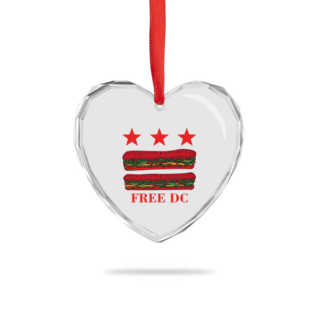 Free DC Funny Flag Parody Heart Crystal Glass Ornament Washington DC with Baguette Sandwich Twist TS02 Print Your Wear