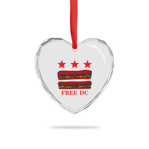 Free DC Funny Flag Parody Heart Crystal Glass Ornament Washington DC with Baguette Sandwich Twist TS02 Print Your Wear