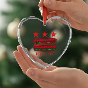 Free DC Funny Flag Parody Heart Crystal Glass Ornament Washington DC with Baguette Sandwich Twist TS02 Print Your Wear